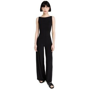 Norma Kamali womens Sleeveless X Straight Leg Jumpsuit Large black